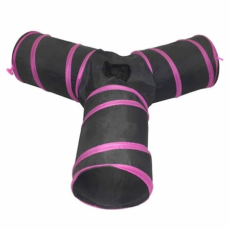 Pet Life CTNPKBK 3 Way Kitting Interactive Collapsible Passage Kitty Cat Tunnel; Pink & Black - One Size